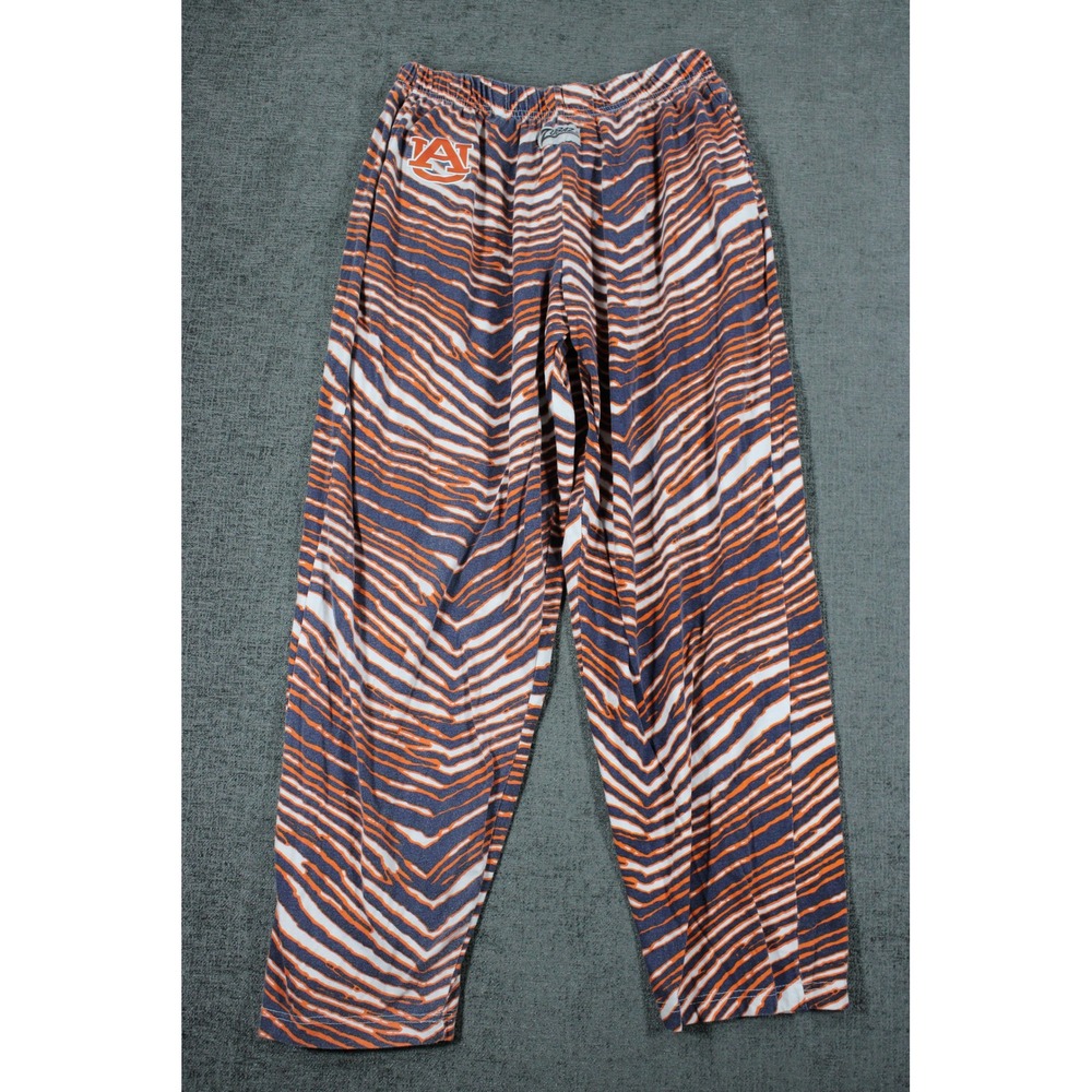 Auburn Tigers Zubaz Pants Navy Blue Orange Zebra Print Mens Large NCAA Fan Gear